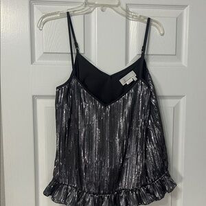 Anthropologie Black and Silver Sequin Camisole